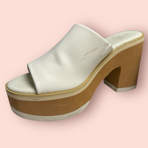 OASIS SOCIETY Layered Platform High Heel Clog Mule White Size 8 Women’s Sandal - Picture 4 of 5